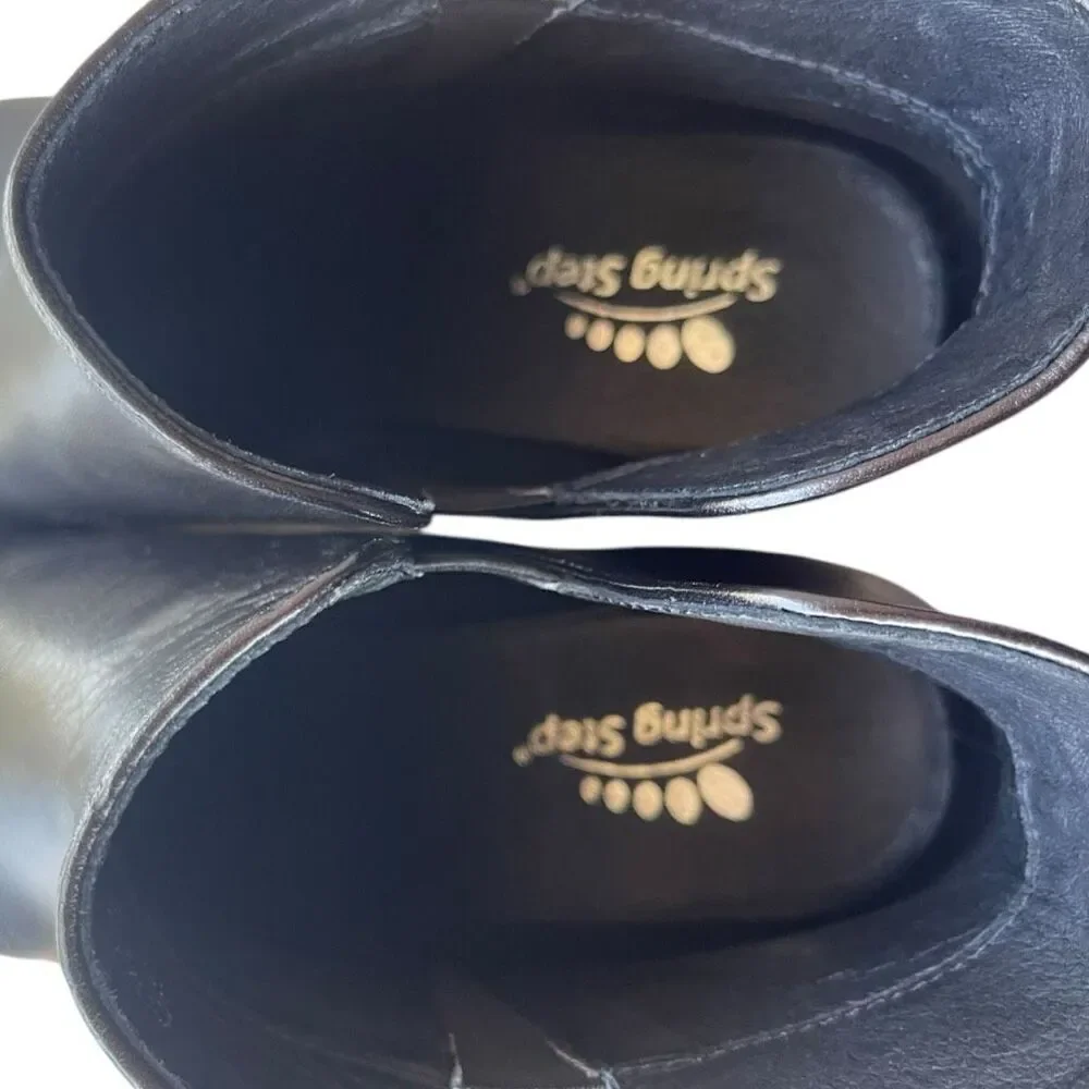 Spring Step Cozze Black Leather Ankle Booties Women’s Size 8.5 or EU 39 - Picture 10 of 11